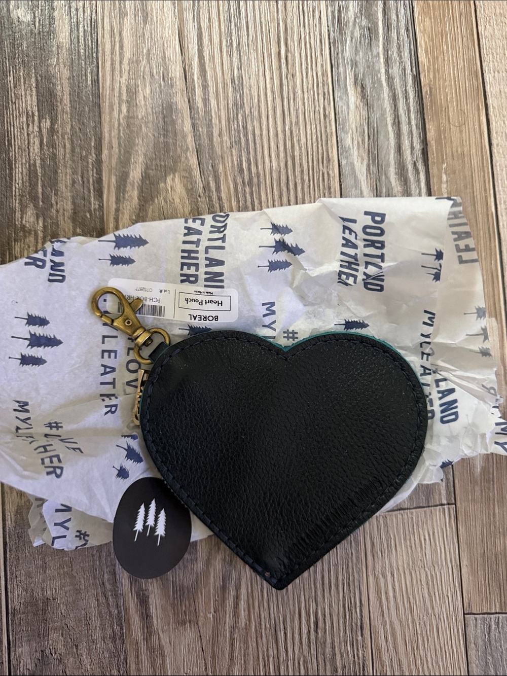 Portland Leather Heart Pouch Keychain